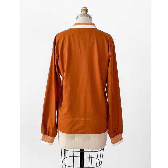 A. Putnam Long Sleeve Polo Golf Shirt in Terra Orange Brown Stripe Trim M - Picture 11 of 14